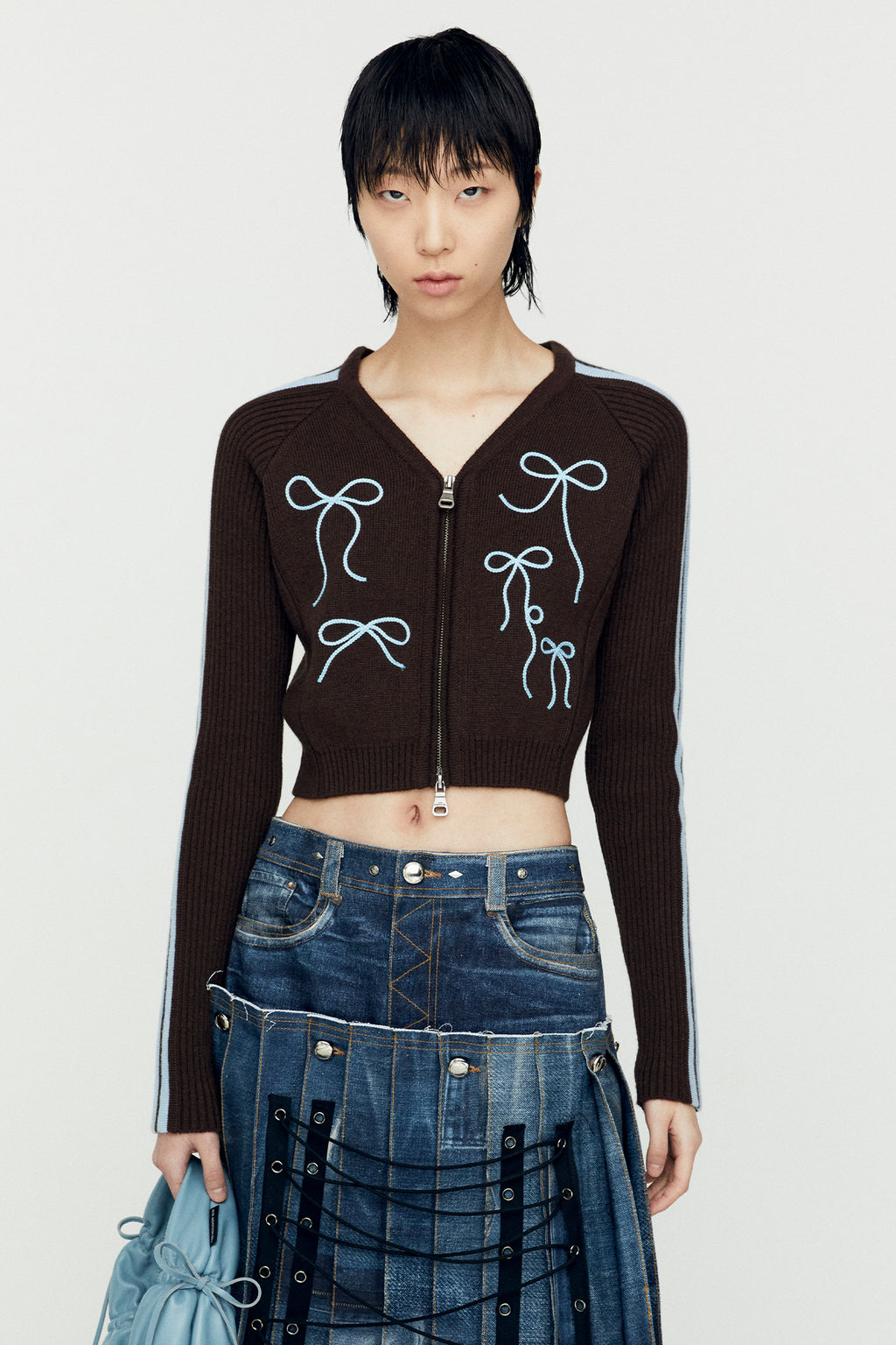 Andersson Bell - Ribbon Embroidery Knit Cardigan (Blue) product image 5 | TRAB K-Fashion Australia