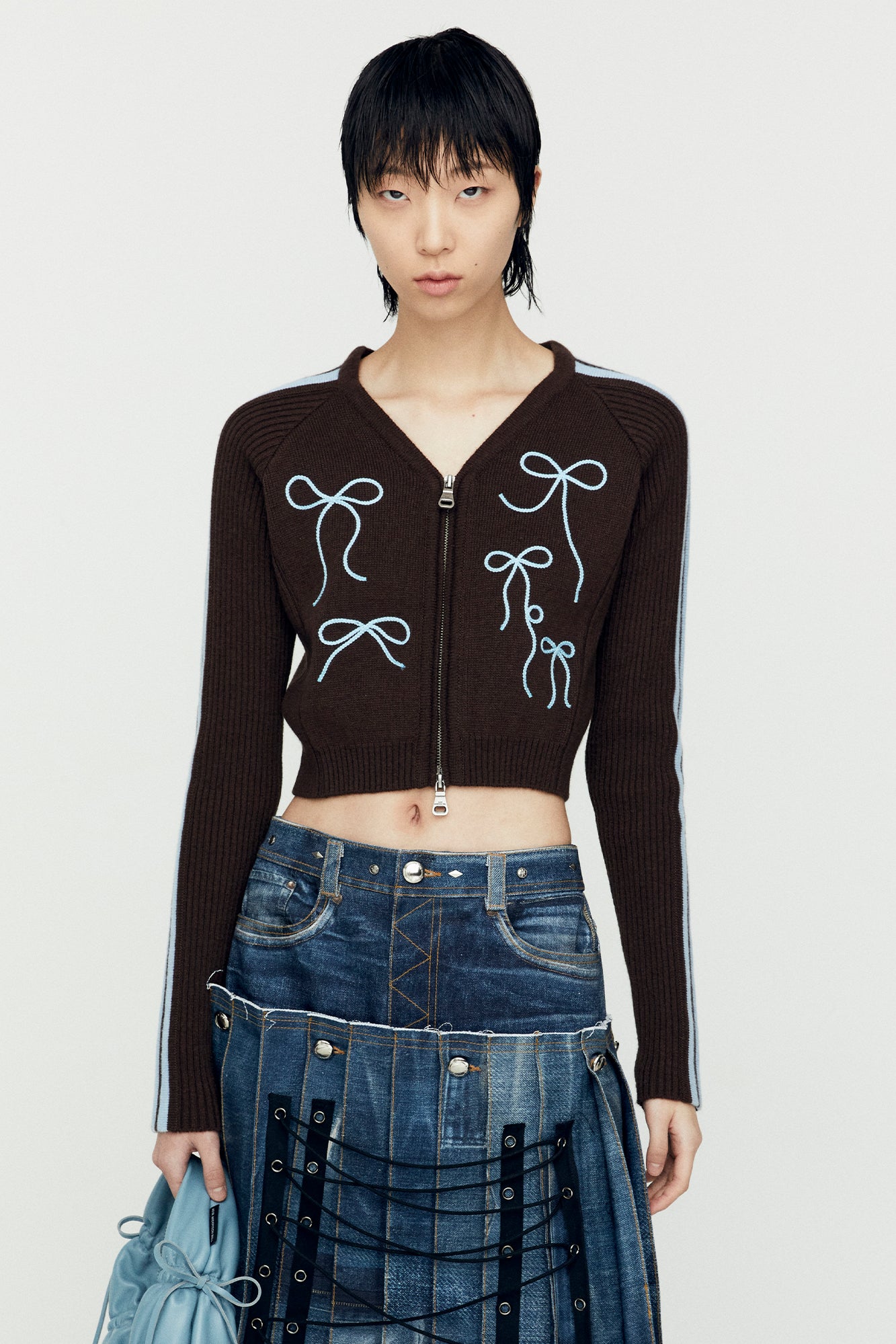 Andersson Bell - Ribbon Embroidery Knit Cardigan (Blue) product image 5 | TRAB K-Fashion Australia