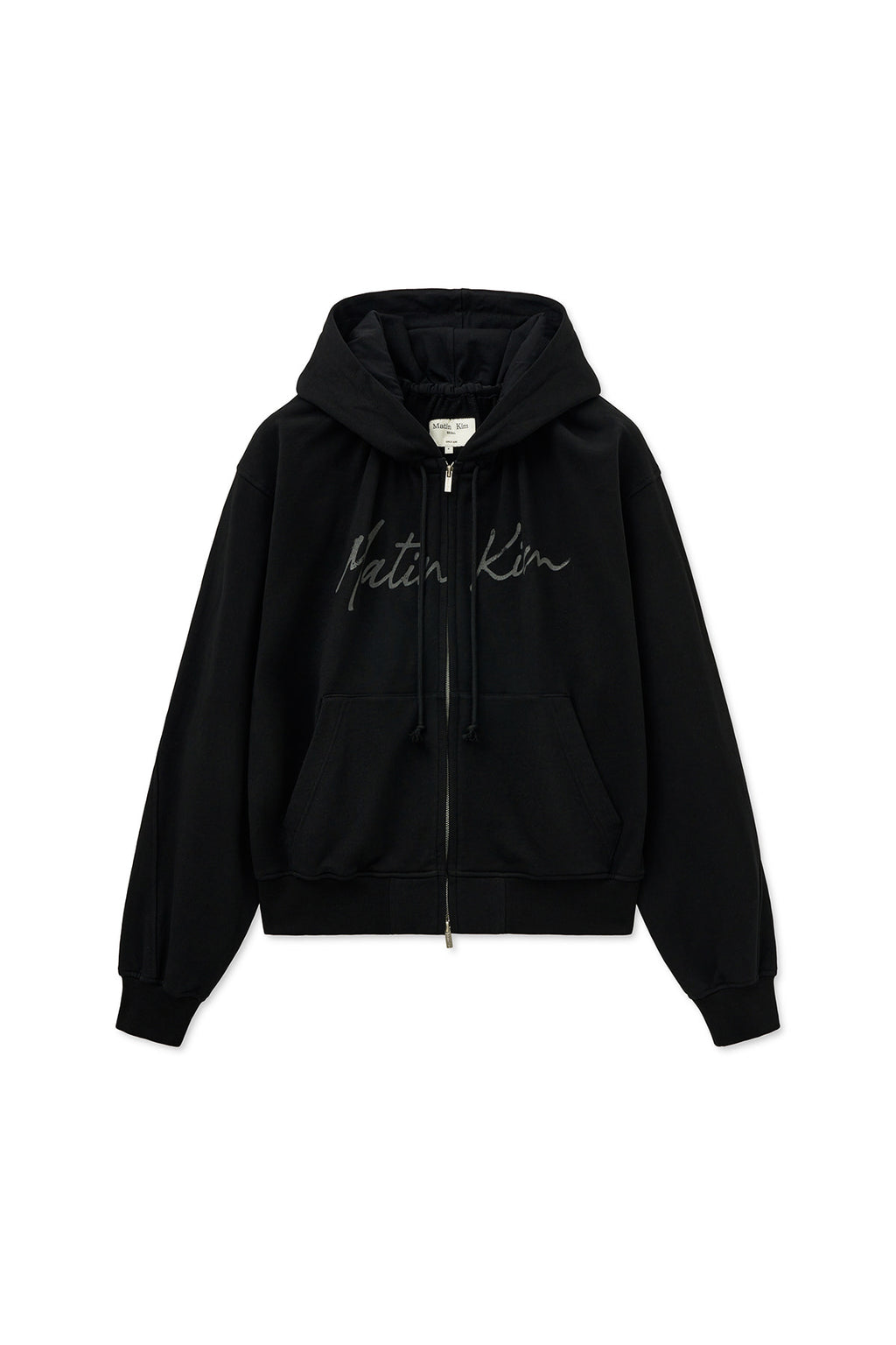 Matin Kim - Drawstring Point Zip Up Hoody (Black) product image 1 | TRAB K-Fashion Australia