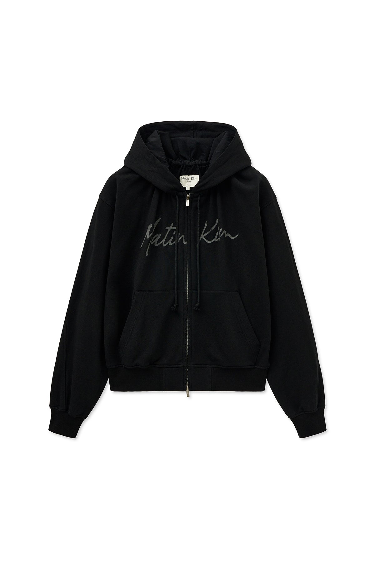 Matin Kim - Drawstring Point Zip Up Hoody (Black) product image 1 | TRAB K-Fashion Australia