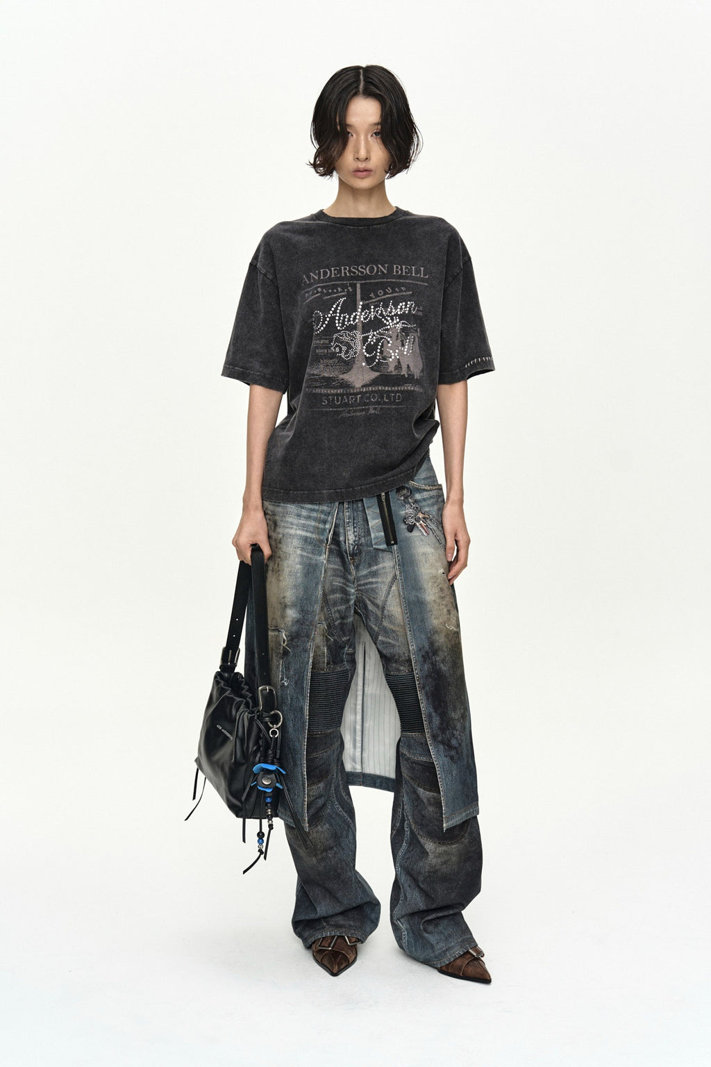Andersson Bell - Rosie Hot-Fix Printed T-Shirt (Charcoal) product image 1 | TRAB K-Fashion Australia