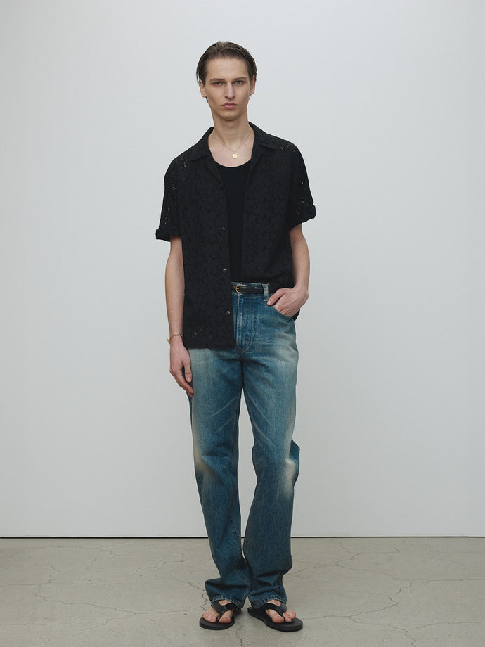 Tonywack - Crocheted Cotton Lace Shirt (Black) product image 1 | TRAB K-Fashion Australia