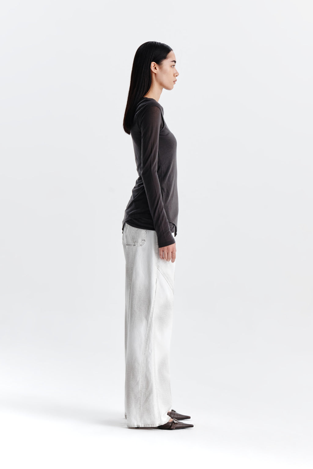 Matin Kim - Slit Point Sleeveless Layered Top (Charcoal) product image 6 | TRAB K-Fashion Australia
