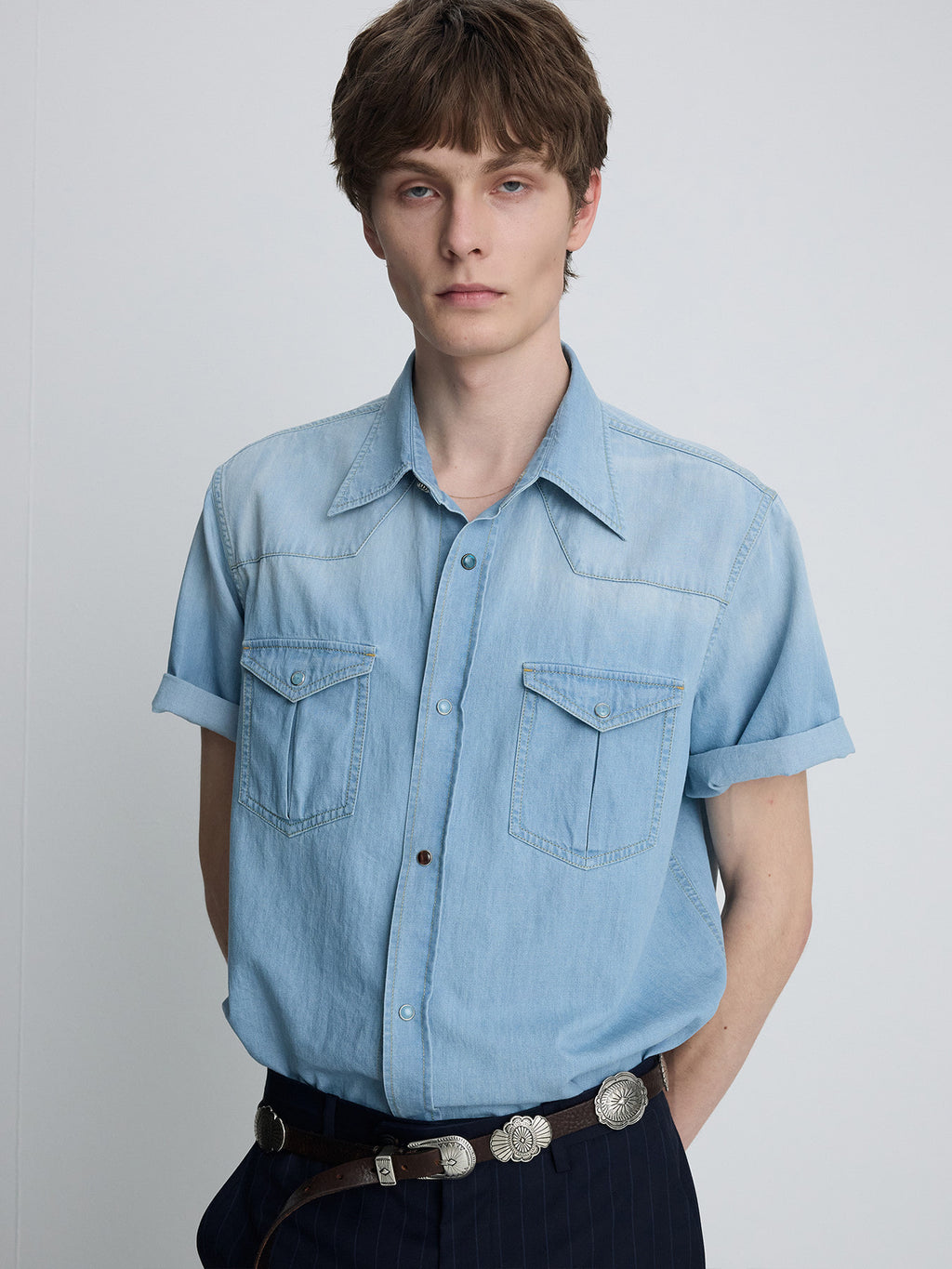Tonywack - Vintage Denim Western Shirt (Light Washed Blue) product image 1 | TRAB K-Fashion Australia