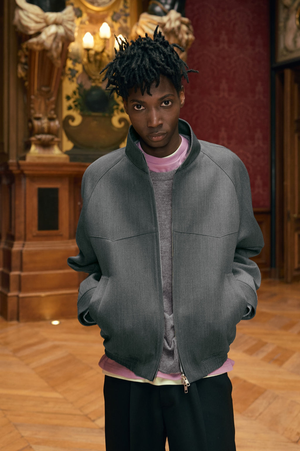 STU - High Neck Zip-up Wool Jacket (Grey) product image 5 | TRAB K-Fashion Australia