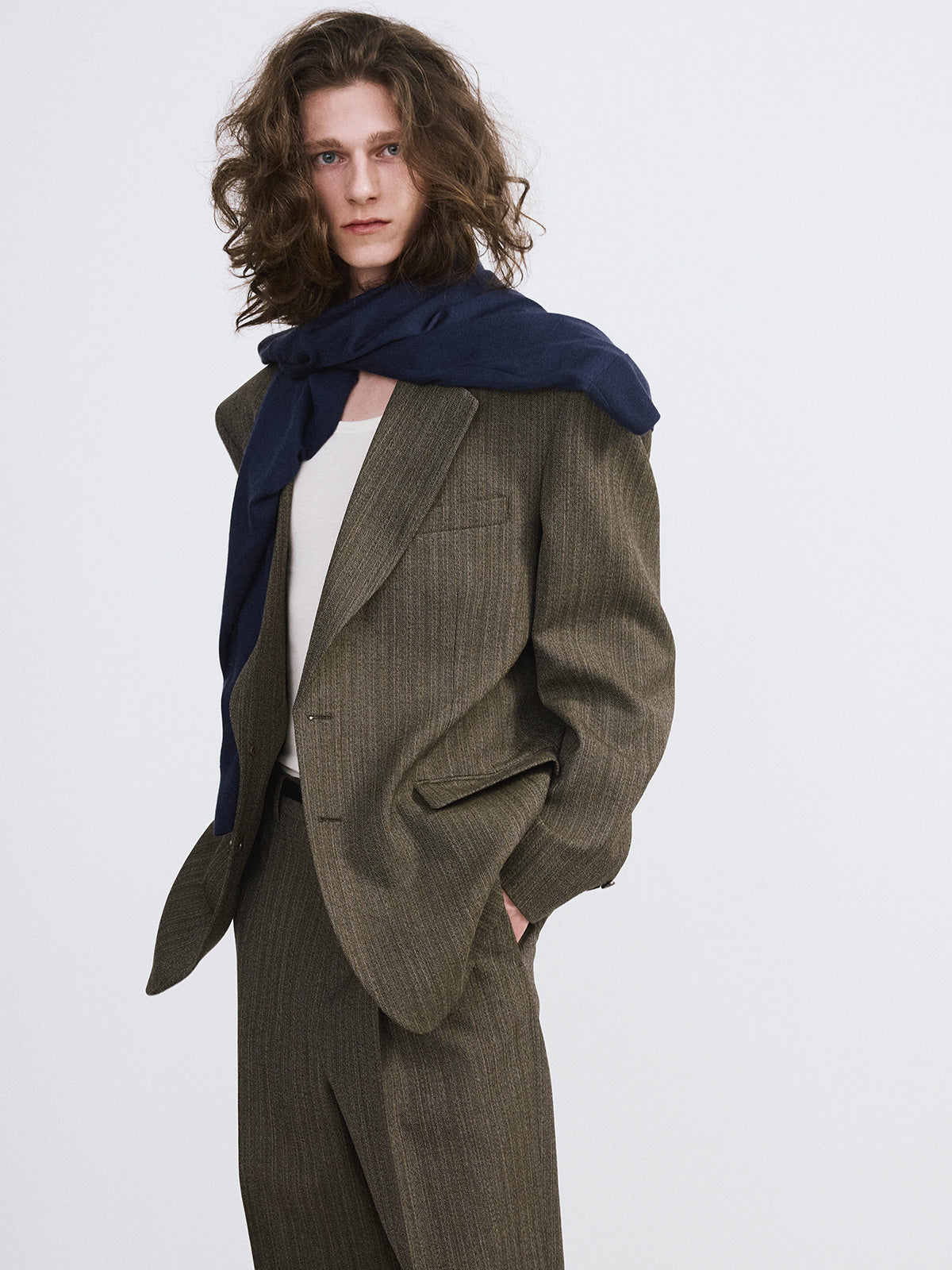 Recto - Broken Harringbone Suit Jacket (Dark Khaki) product image 3 | TRAB K-Fashion Australia