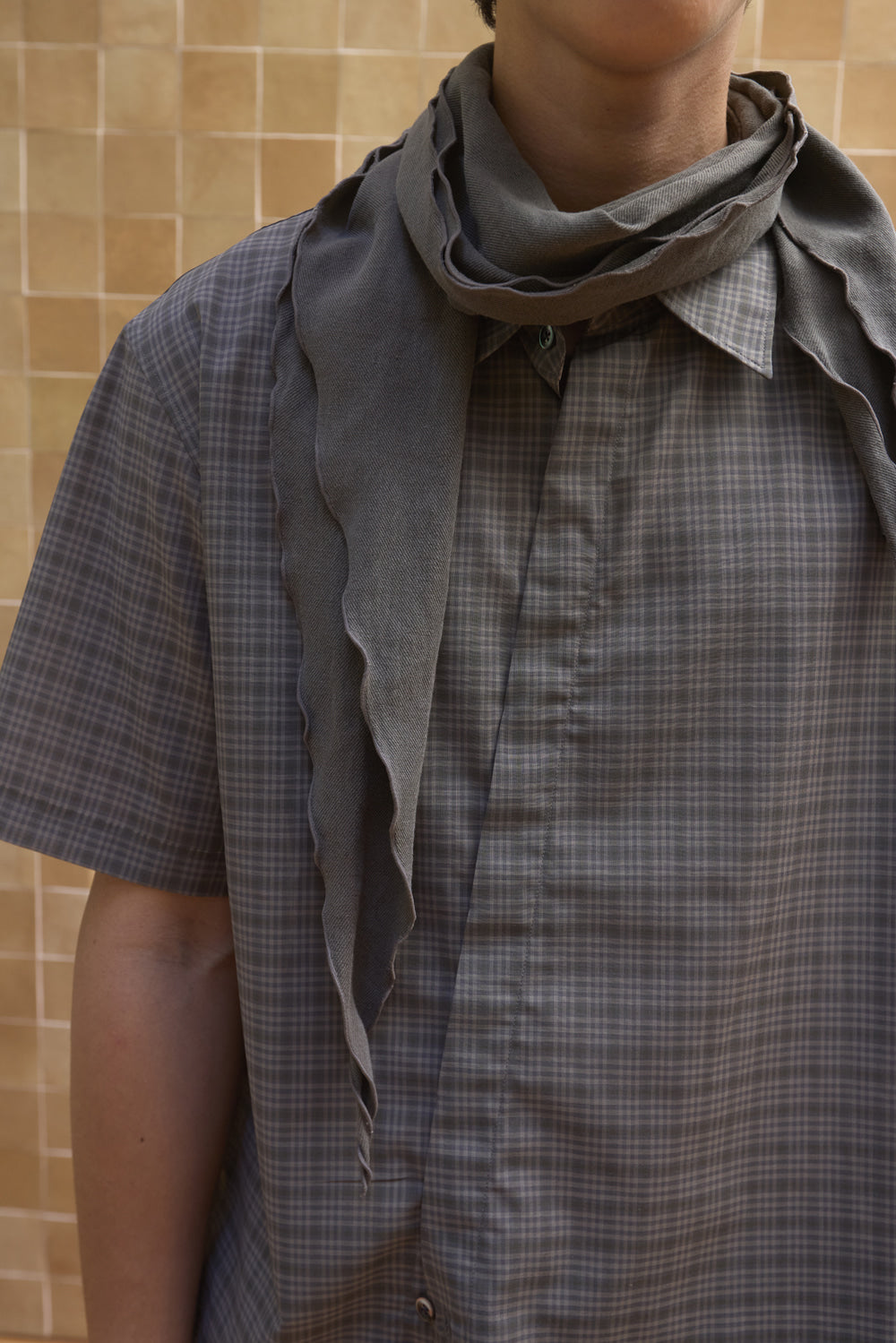 Hatchingroom - Slash Shirt Wool Check (Olive) product image 7 | TRAB K-Fashion Australia