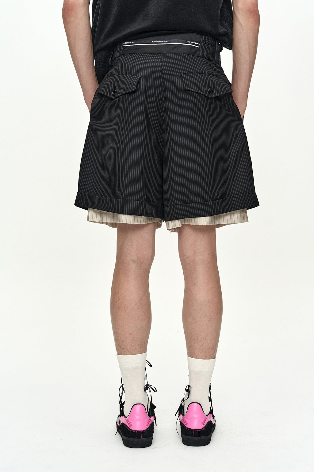 Andersson Bell - Inside-Out Stripe Layered Shorts (Black) product image 5 | TRAB K-Fashion Australia