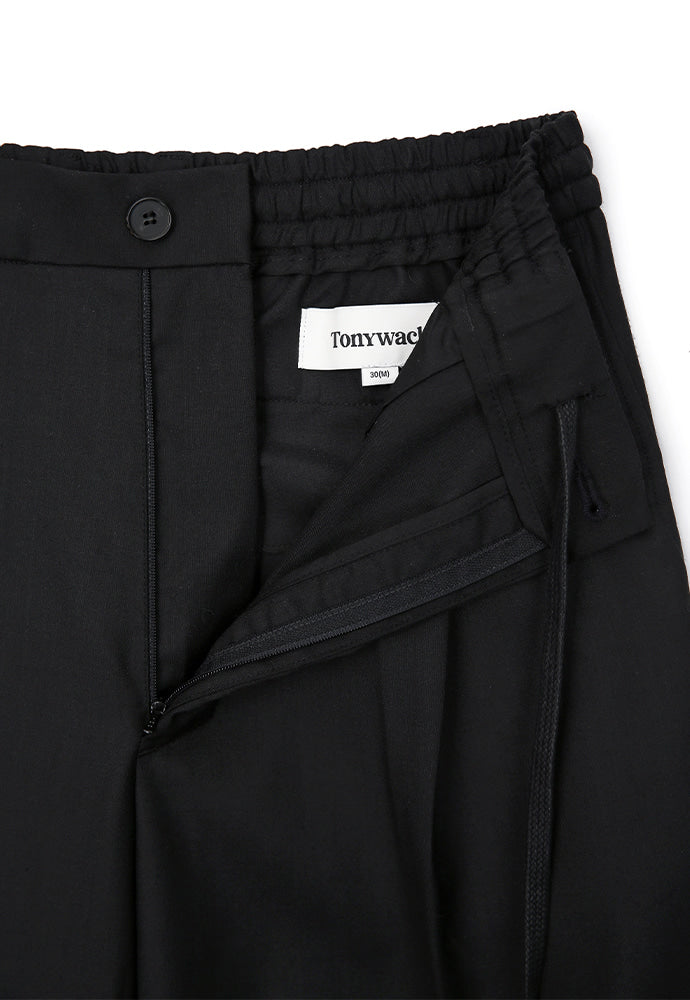 Tonywack - High-Density Wool Drawstring Wide Trousers (Black) product image 8 | TRAB K-Fashion Australia