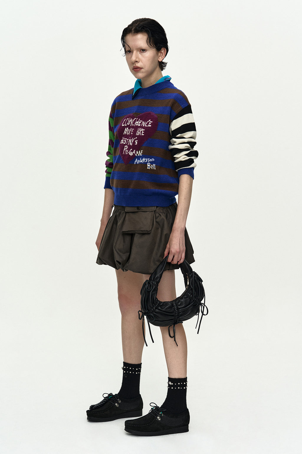 Andersson Bell - Girl's Heart Message Crew-Neck Sweater (Blue/Green) product image 4 | TRAB K-Fashion Australia