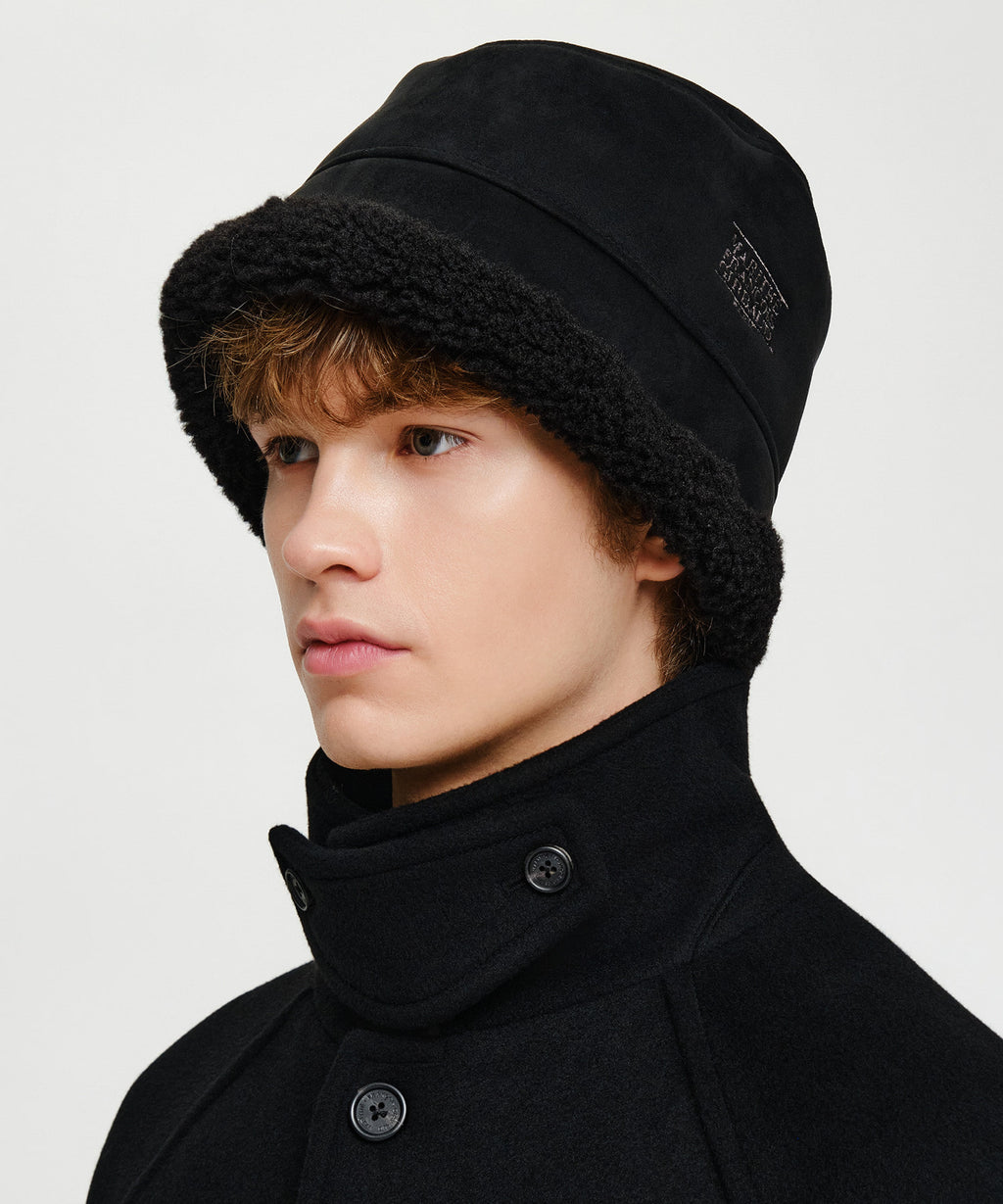 Marithe & Francois Girbaud - Small Classic Logo Suede Bucket Hat (Black) product image 6 | TRAB K-Fashion Australia