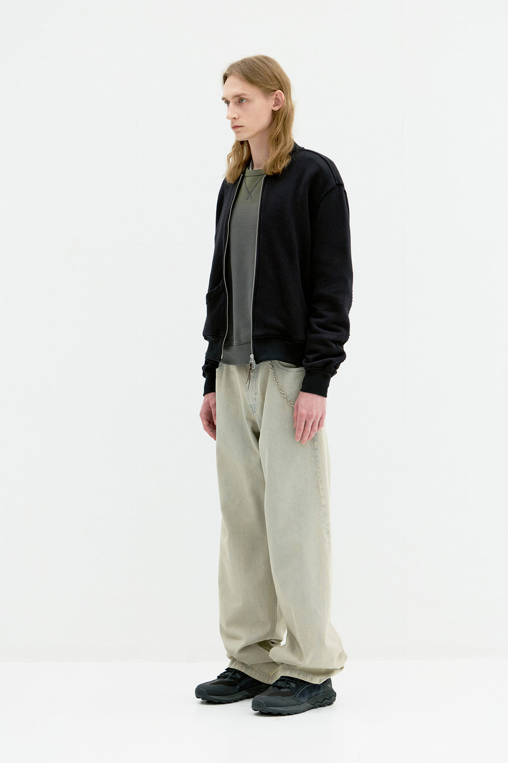Coor - Cotton Aviation Sweat Zip Up (Black) product image 3 | TRAB K-Fashion Australia