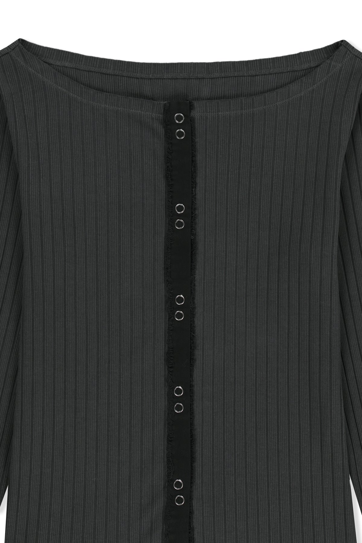 Matin Kim - Vintage Washed Ribbed Snap Top (Black) product image 3 | TRAB K-Fashion Australia