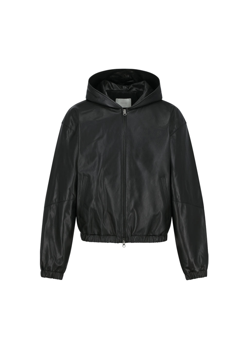 Amomento - [Pre-Order] Lambskin Leather Hood Jumper (Black) product image 5 | TRAB K-Fashion Australia