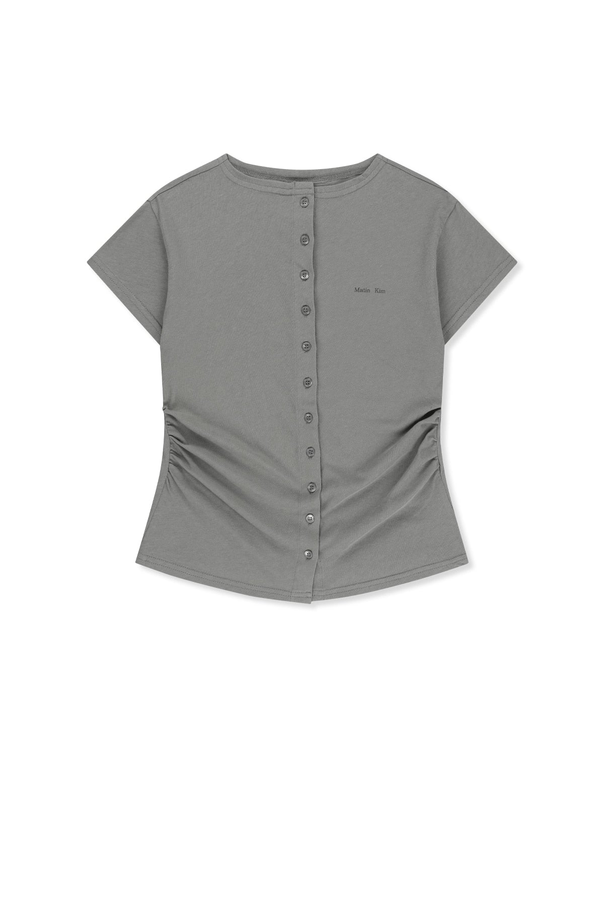 Matin Kim - Side Shirring Button Top (Grey) product image 1 | TRAB K-Fashion Australia