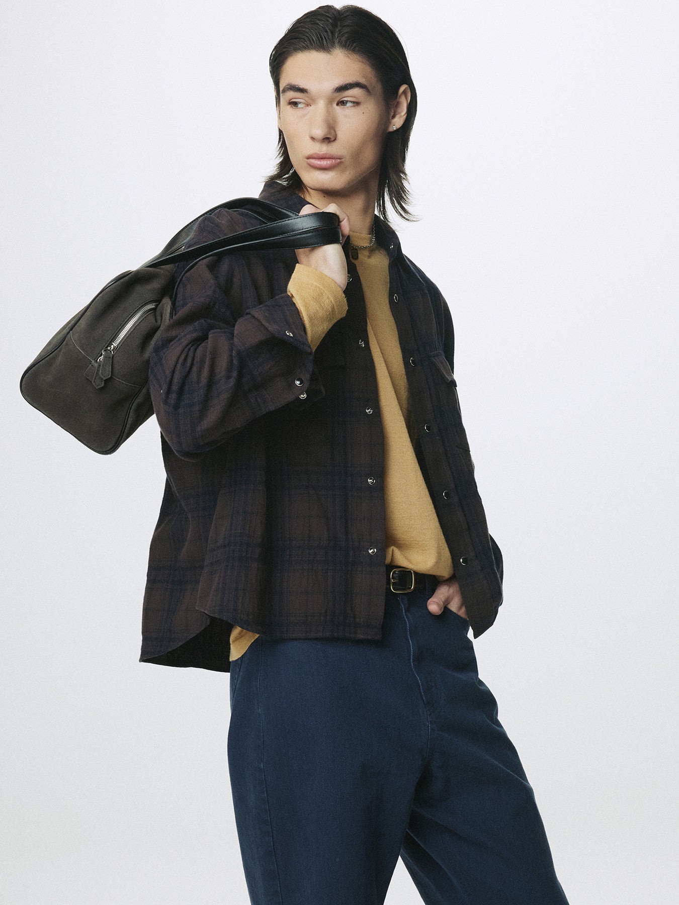 Tonywack - Wool And Cotton Checked Shirt Jacket Japanese Fabric (Brown) product image 5 | TRAB K-Fashion Australia