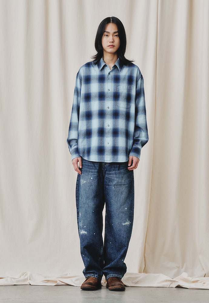 Art if acts - Damaged One Tuck Curve Denim Pants (Indigo) product image 2 | TRAB K-Fashion Australia