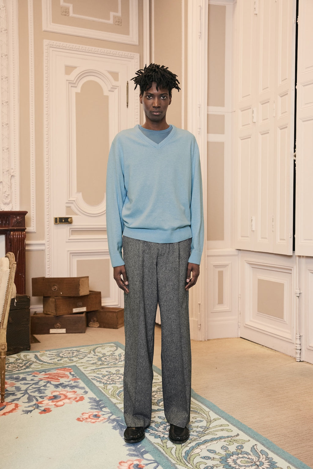 STU - Pin Tuck V-neck Knit (Sky Blue) product image 8 | TRAB K-Fashion Australia