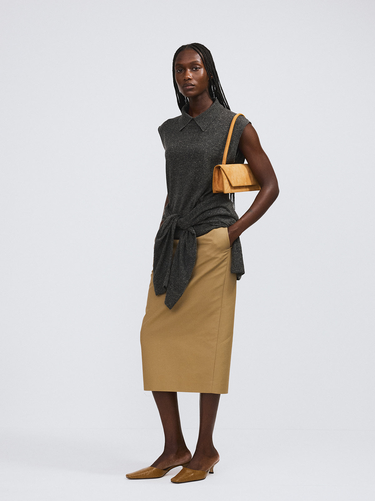 Recto - Linen Blend Polo Knit Vest (Charcoal Grey) product image 2 | TRAB K-Fashion Australia