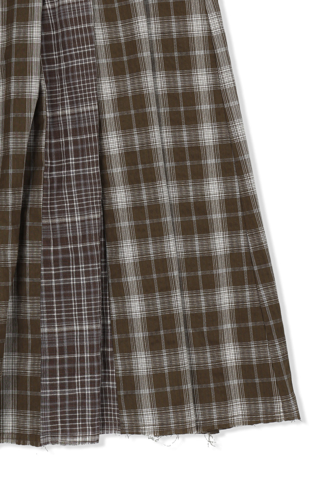Matin Kim - Mixed Check Sleeve Tie Flare Skirt (Brown) product image 4 | TRAB K-Fashion Australia