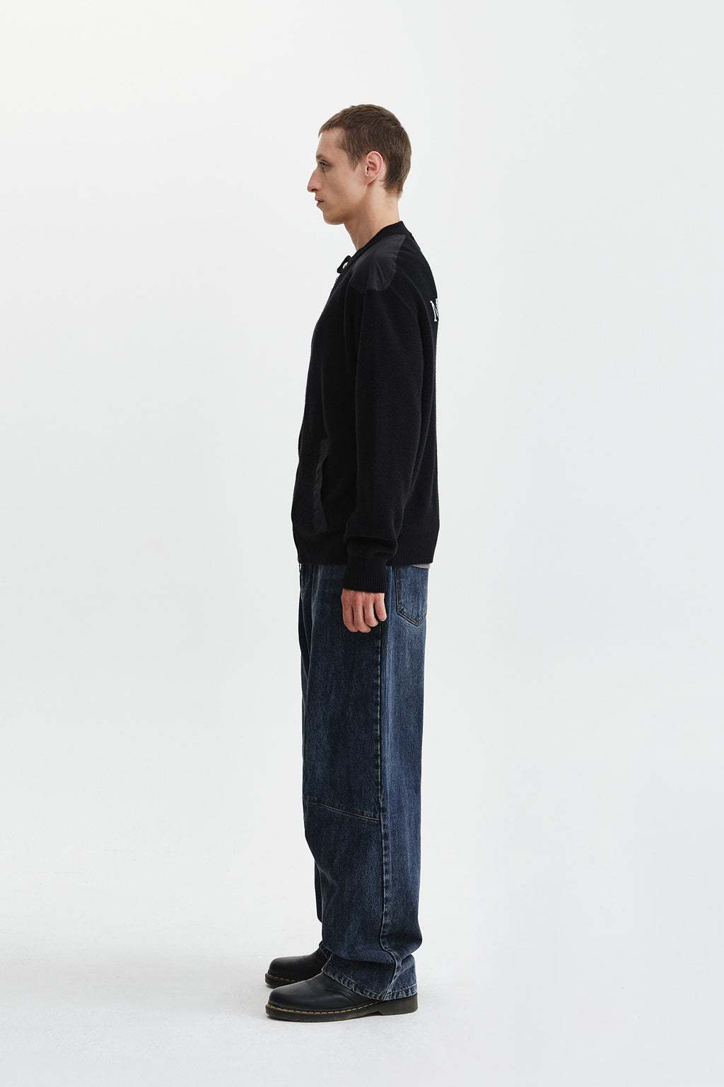 Matin Kim - Patch Detail Knit Zip Up (Black) product image 7 | TRAB K-Fashion Australia