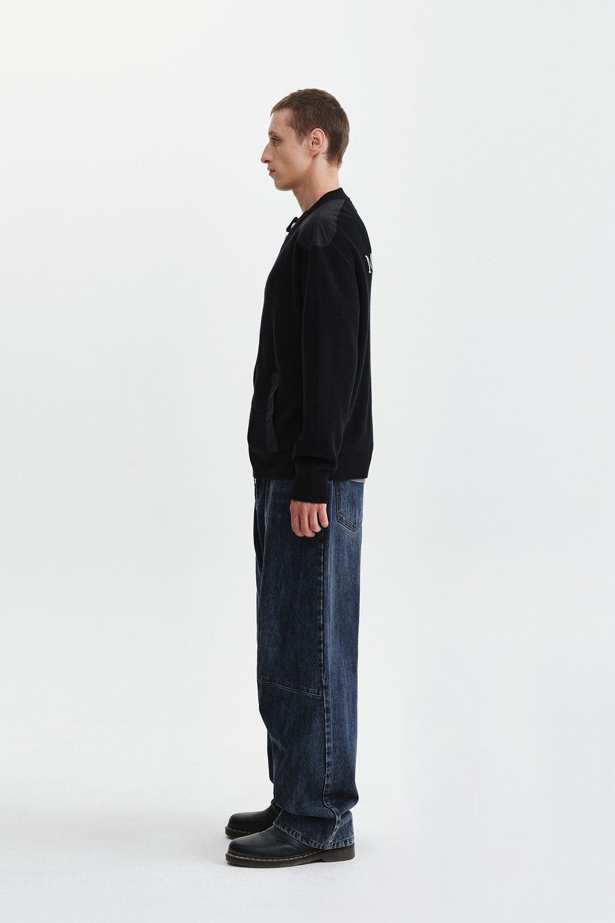Matin Kim - Patch Detail Knit Zip Up (Black) product image 7 | TRAB K-Fashion Australia