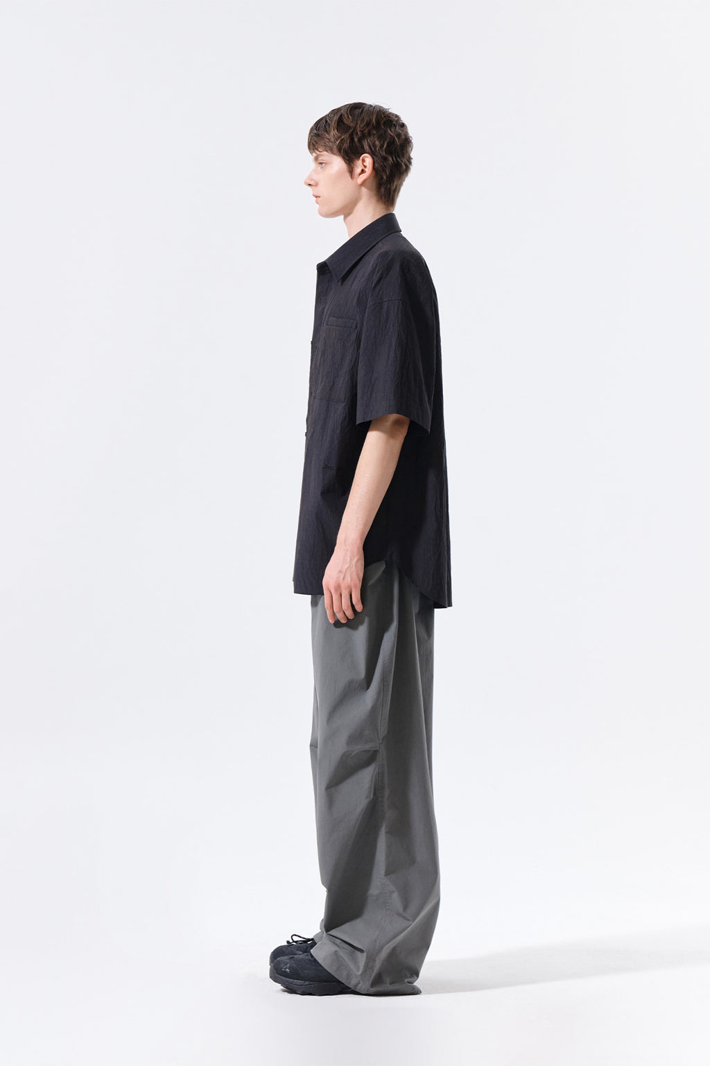 Matin Kim - Small Logo Over Fit Shirt (Charcoal) product image 7 | TRAB K-Fashion Australia