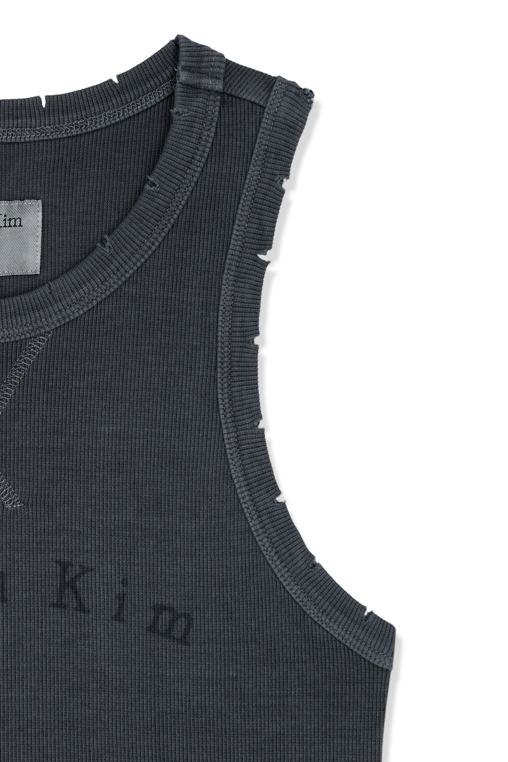 Matin Kim - Distressed Sleeveless Logo Top (Charcoal) product image 5 | TRAB K-Fashion Australia