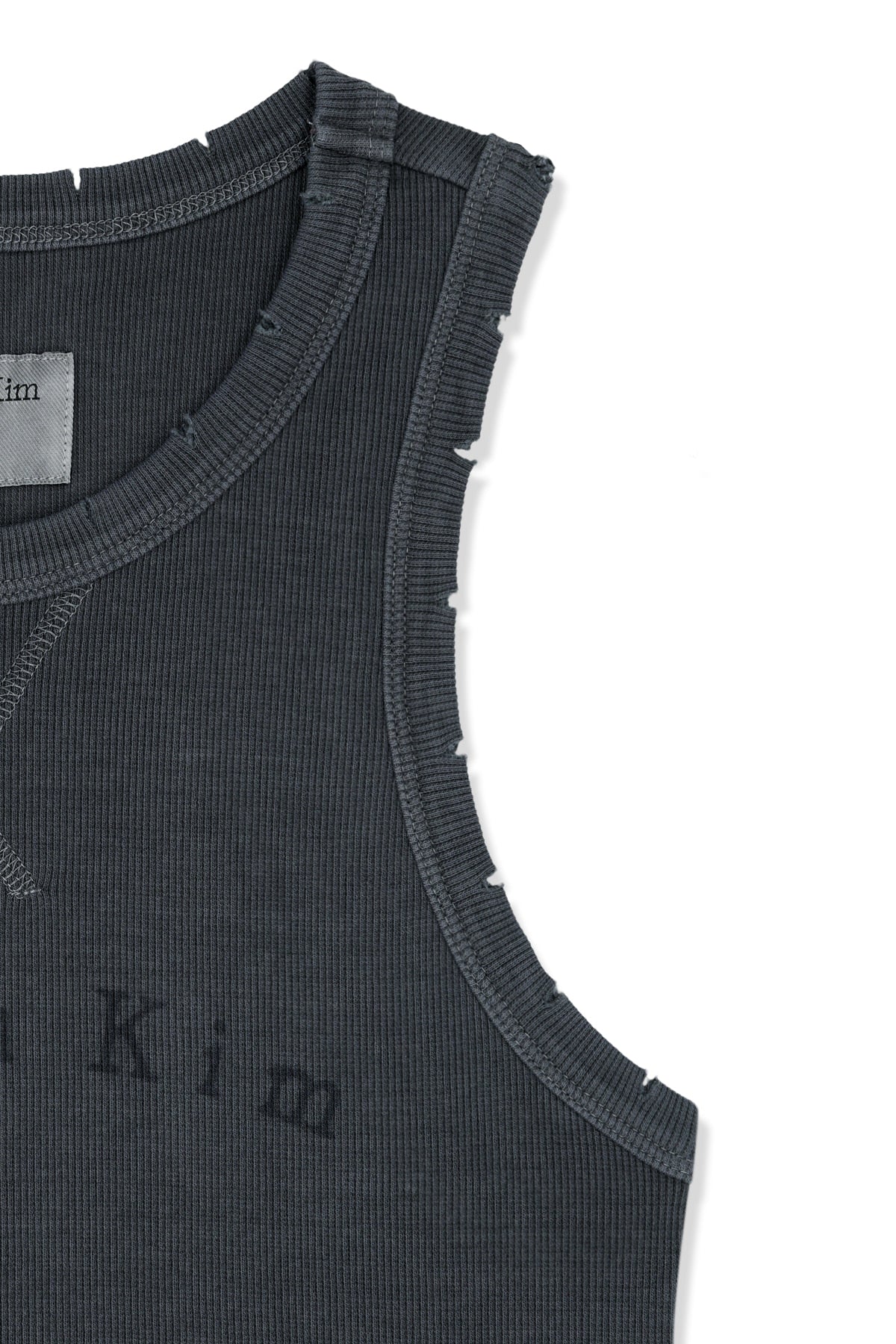 Matin Kim - Distressed Sleeveless Logo Top (Charcoal) product image 5 | TRAB K-Fashion Australia