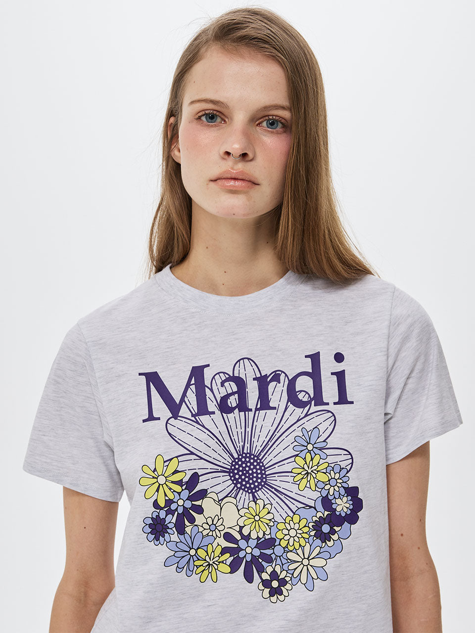 Mardi Mercredi - [Pre-Order – Ships August 14] Slim Tshirt Flowermardi Jardin Vvd (Heather Purple) product image 1 | TRAB K-Fashion Australia