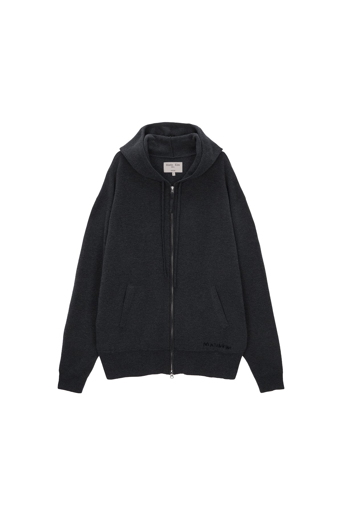 Matin Kim - Ribbed Knit Hoody Zip Up (Charcoal) product image 1 | TRAB K-Fashion Australia