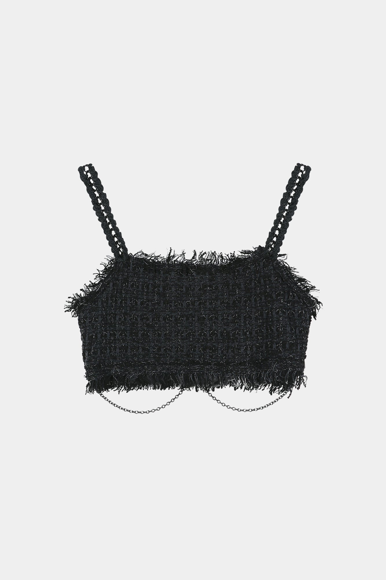 Andersson Bell - Raw Chain-Edge Tweed Bralette (black) (Black) product image 9 | TRAB K-Fashion Australia