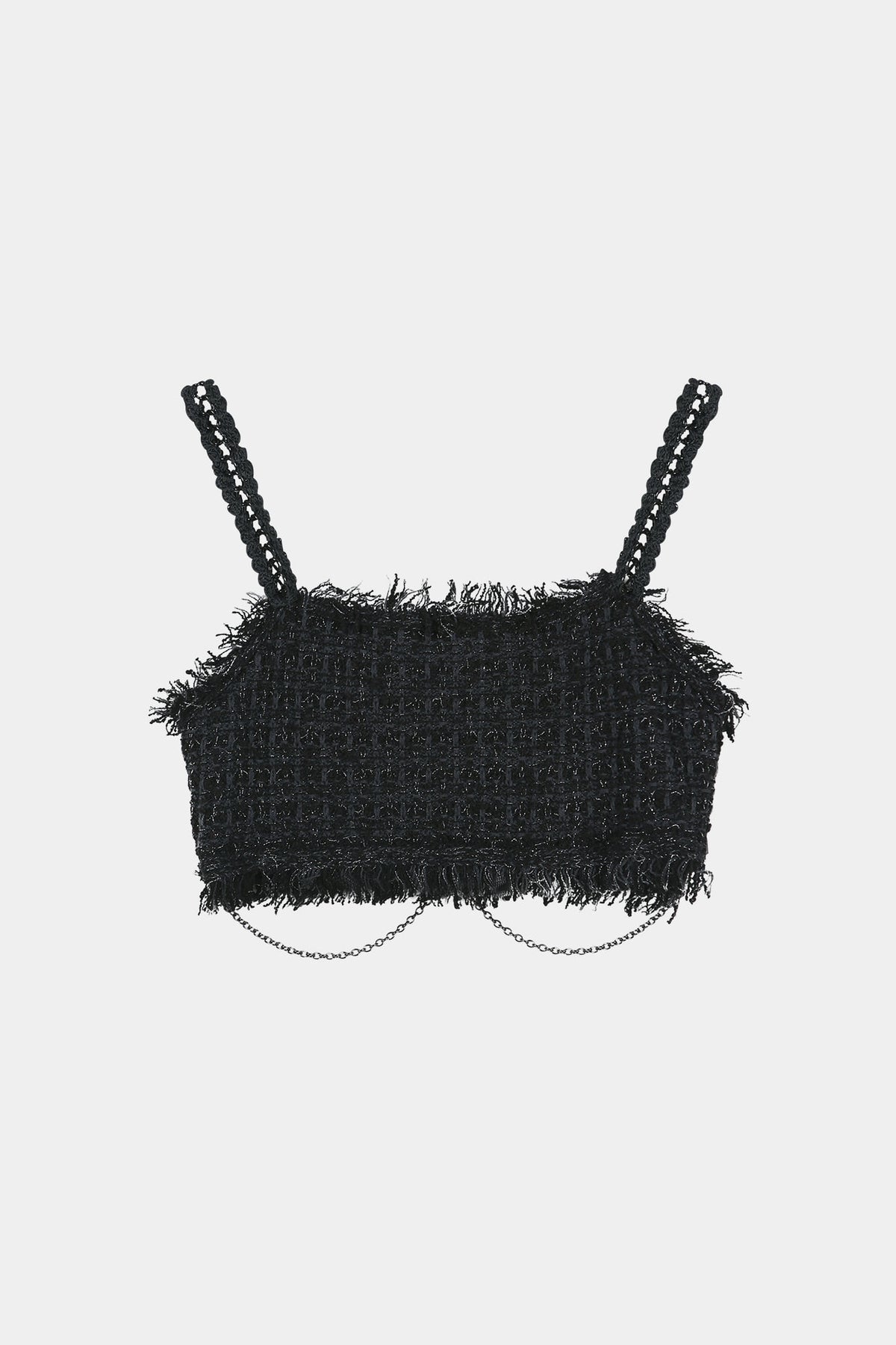 Andersson Bell - Raw Chain-Edge Tweed Bralette (Black) product image 9 | TRAB K-Fashion Australia