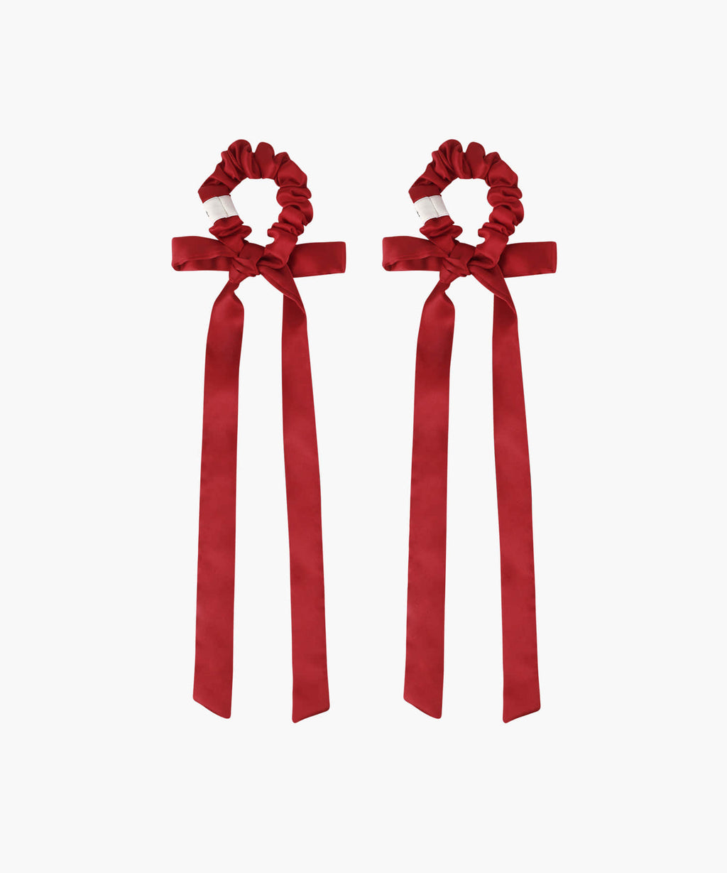 Marithe & Francois Girbaud - Regular Logo Satin Hair Ribbon Scrunchie 2pack (Red) product image 2 | TRAB K-Fashion Australia