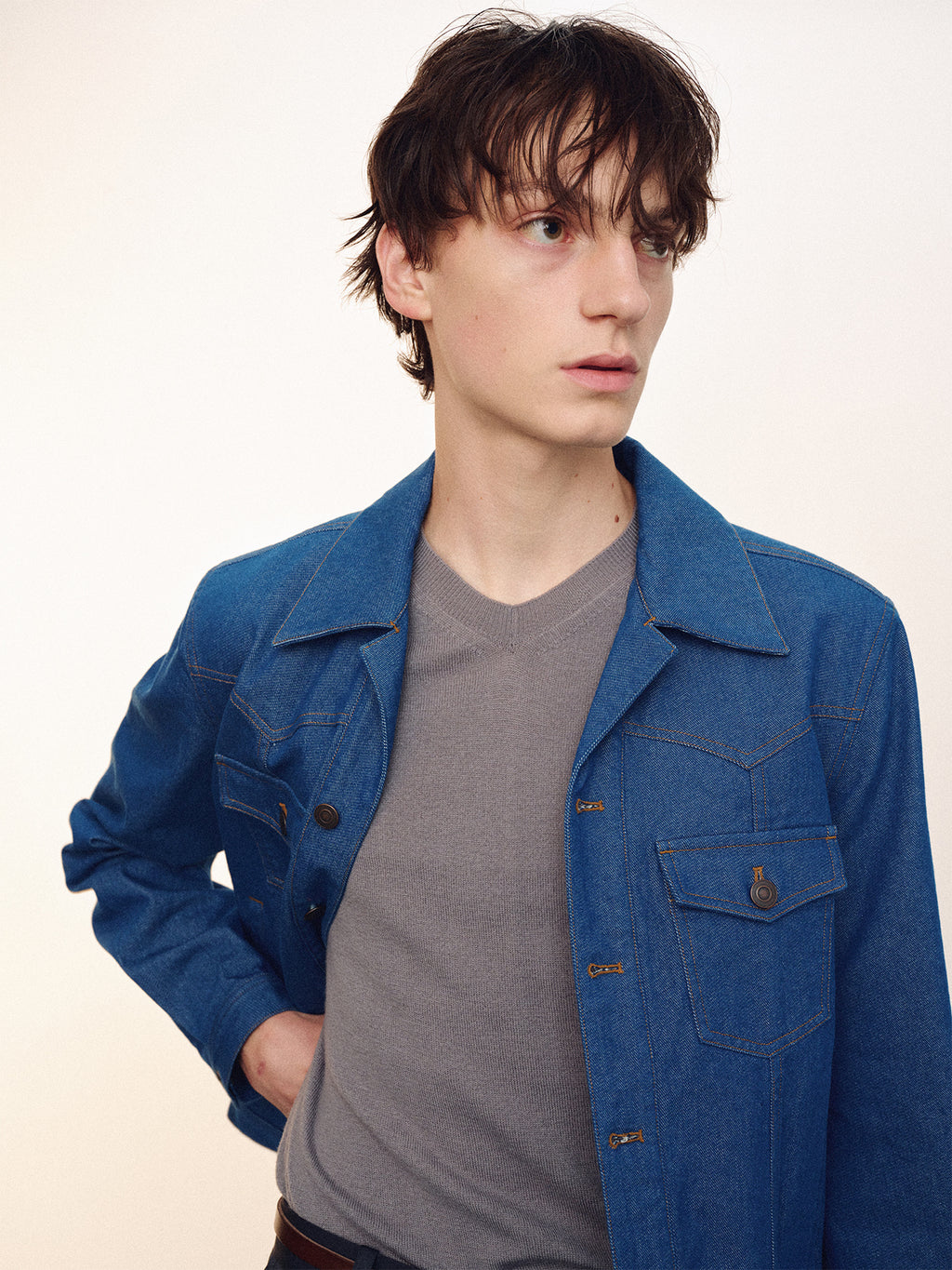 Tonywack - Super Fine Merino Wool Distressed V- Neck Knit (Steel Grey) product image 9 | TRAB K-Fashion Australia