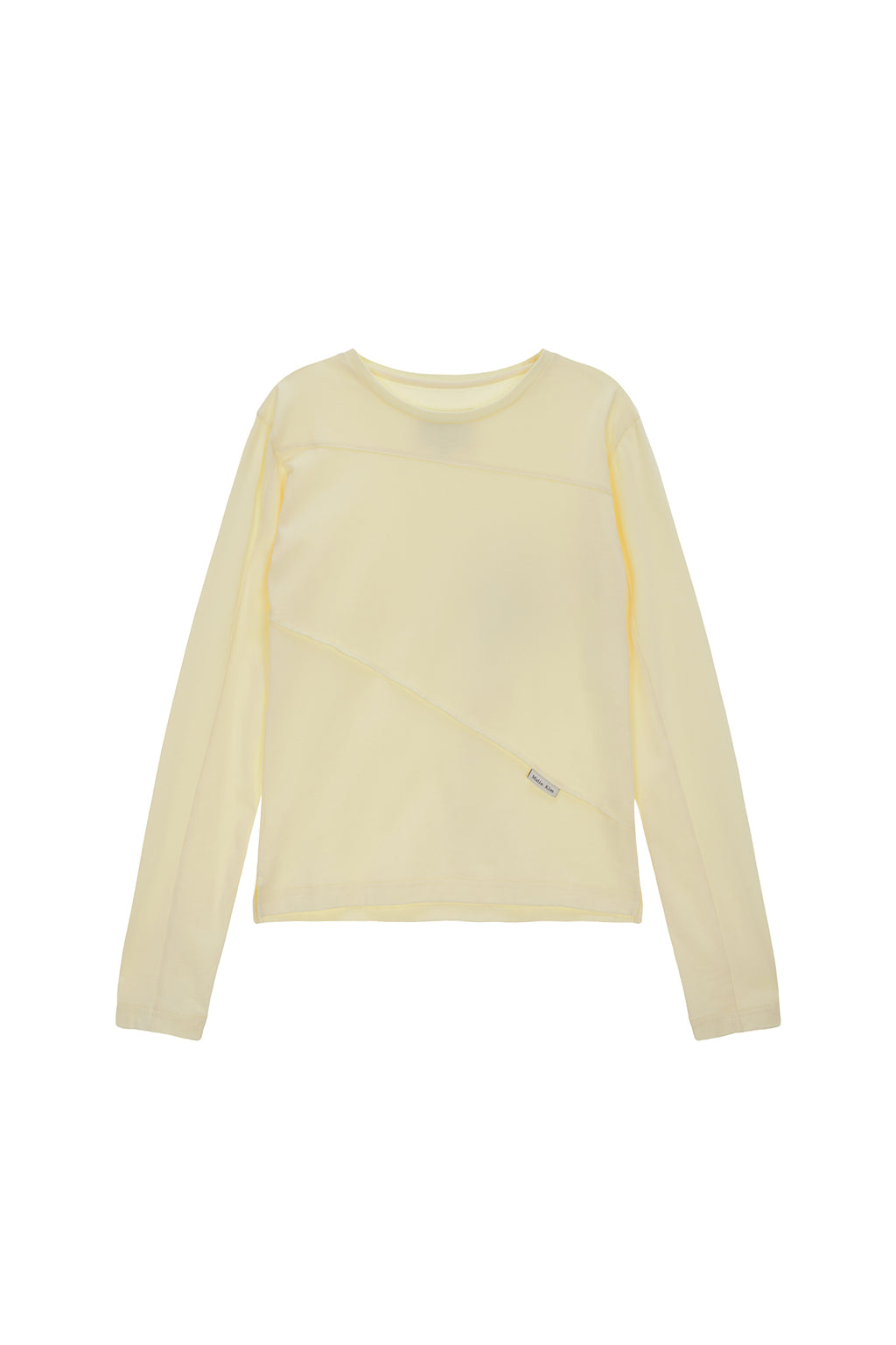 Matin Kim - Diagonal Slimfit Long Sleeve Top (Light Yellow) product image 1 | TRAB K-Fashion Australia