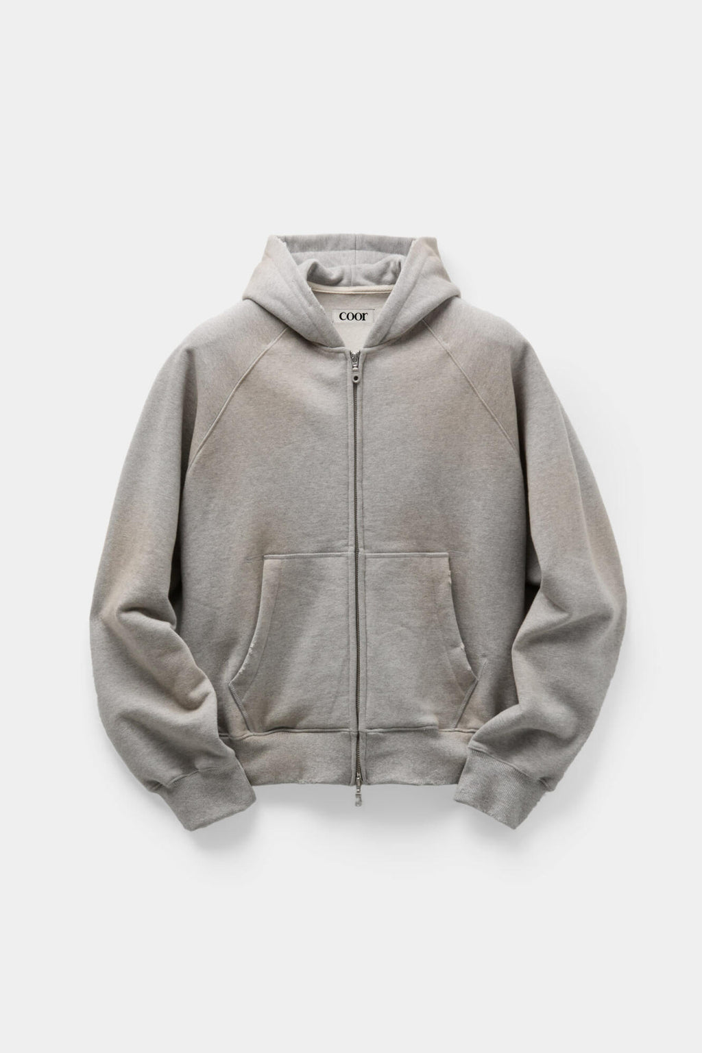 Coor - Washed Raglan Hoodie Sweat Zip Up (Melange Gray) product image 1 | TRAB K-Fashion Australia