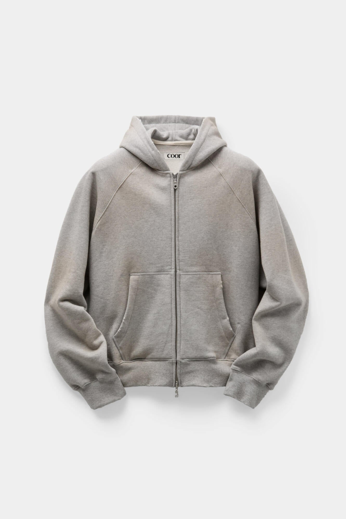 Coor - Washed Raglan Hoodie Sweat Zip Up (Melange Gray) product image 1 | TRAB K-Fashion Australia