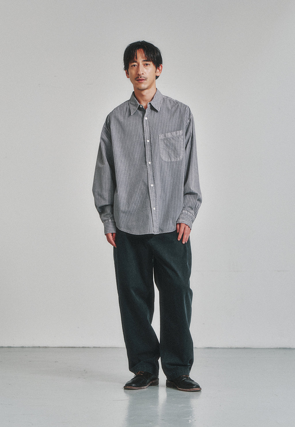 Art if acts - Pigment Dyed Stripe Shirt (Vintage Charcoal) product image 2 | TRAB K-Fashion Australia