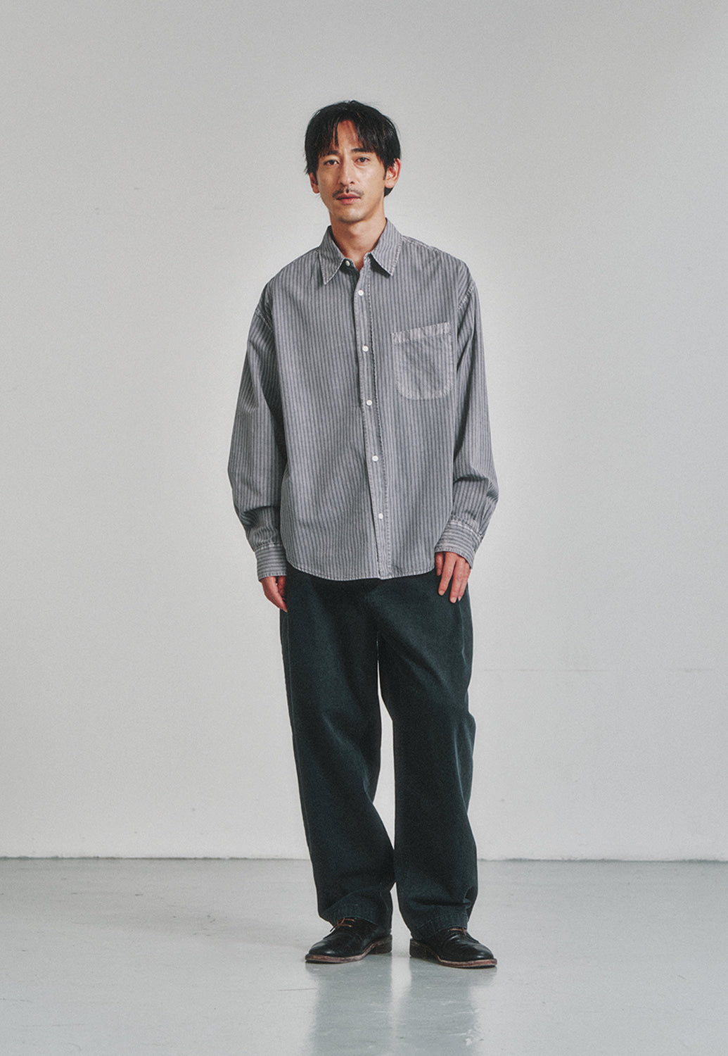 Art if acts - Pigment Dyed Stripe Shirt (Vintage Charcoal) product image 2 | TRAB K-Fashion Australia