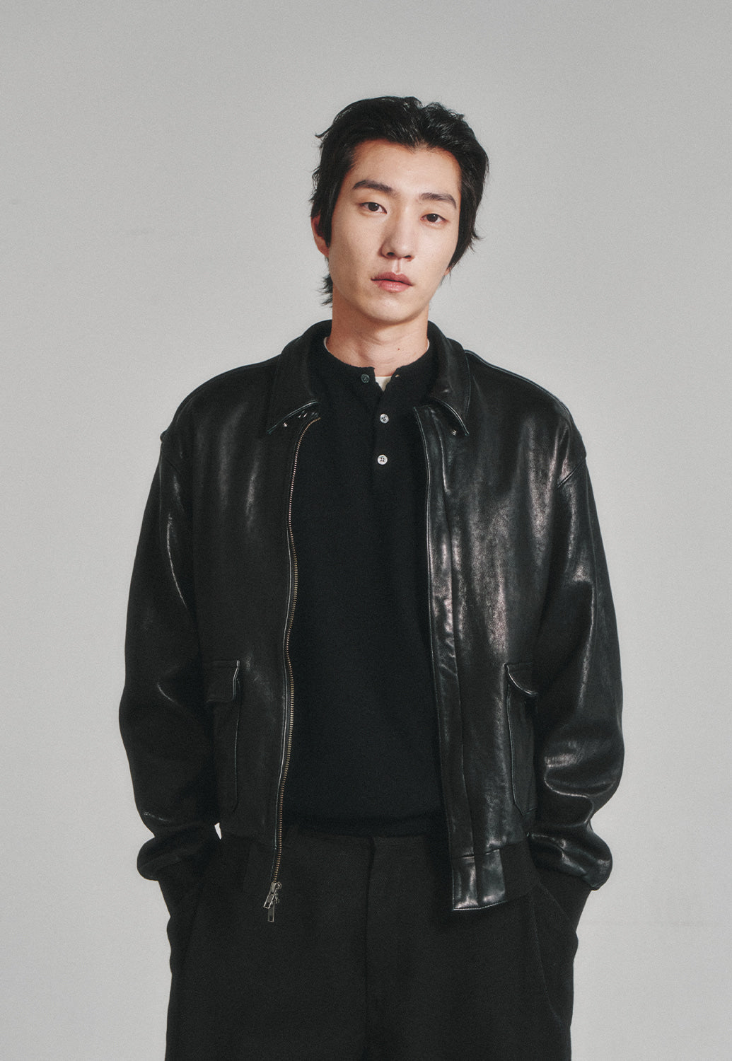 Art if acts - Washed Lambskin Leather A2 Jacket (Black) product image 5 | TRAB K-Fashion Australia