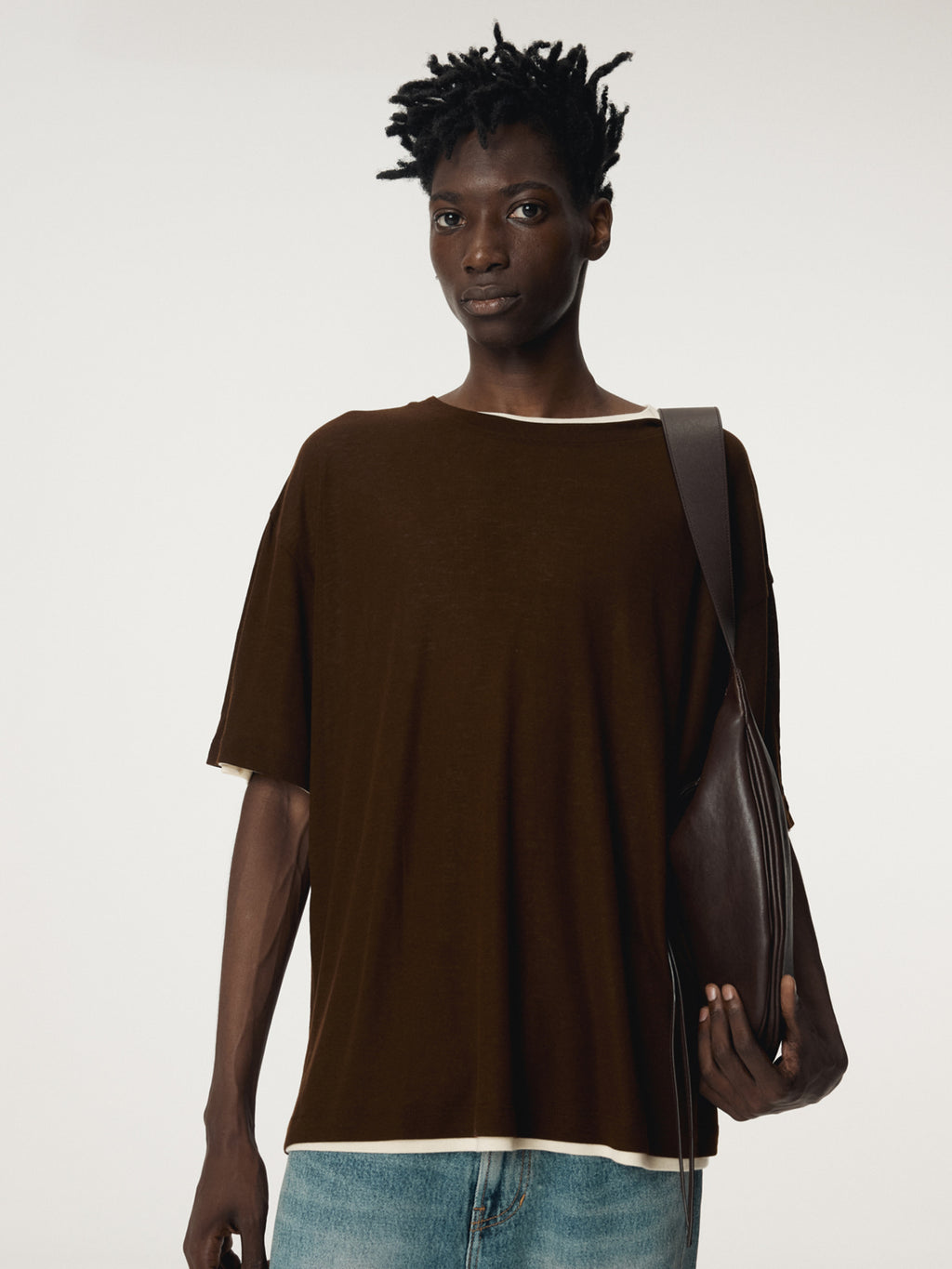 Recto - Layered Wool T-Shirt (Brown) product image 4 | TRAB K-Fashion Australia