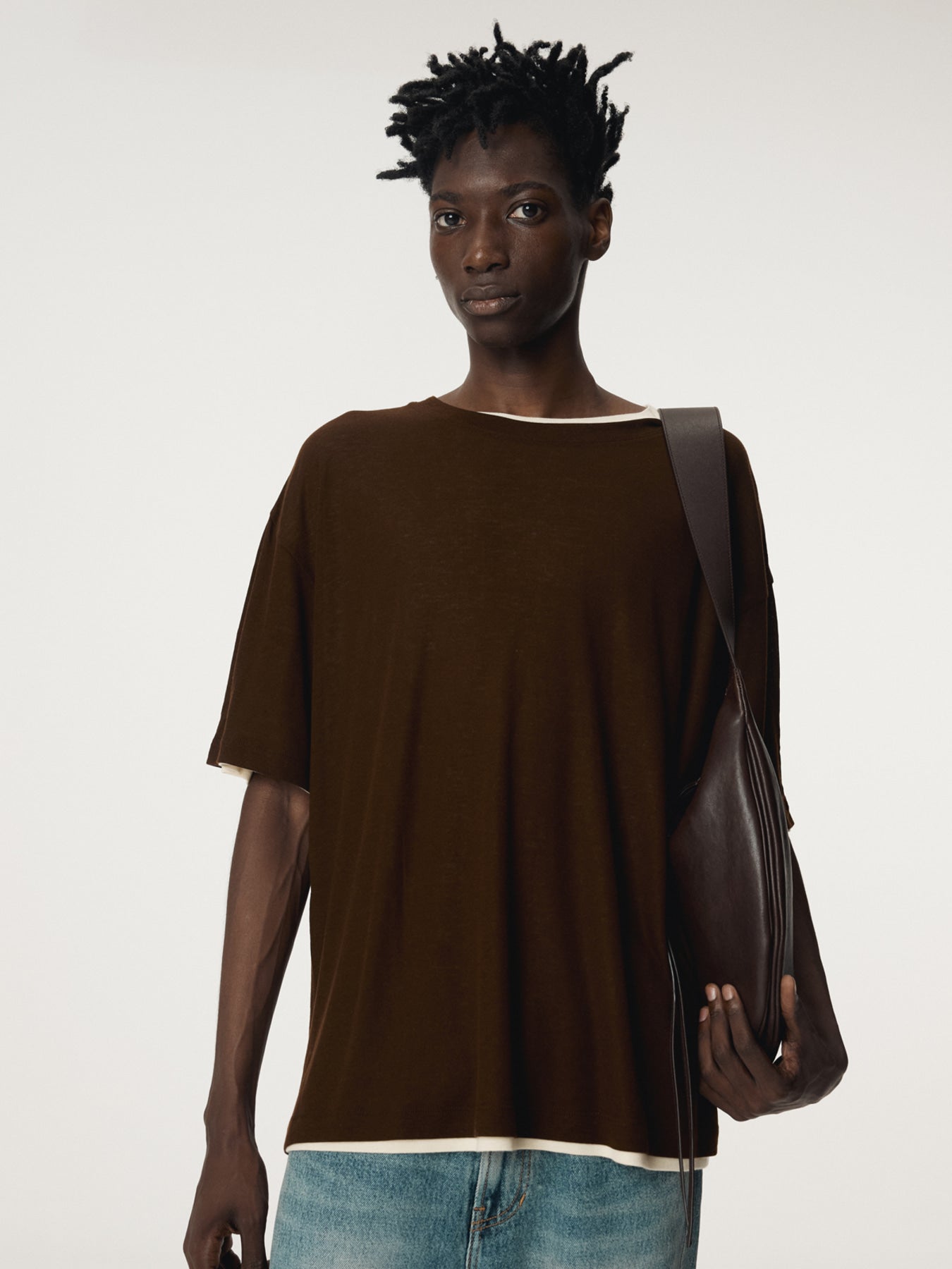 Recto - Layered Wool T-Shirt (Brown) product image 4 | TRAB K-Fashion Australia