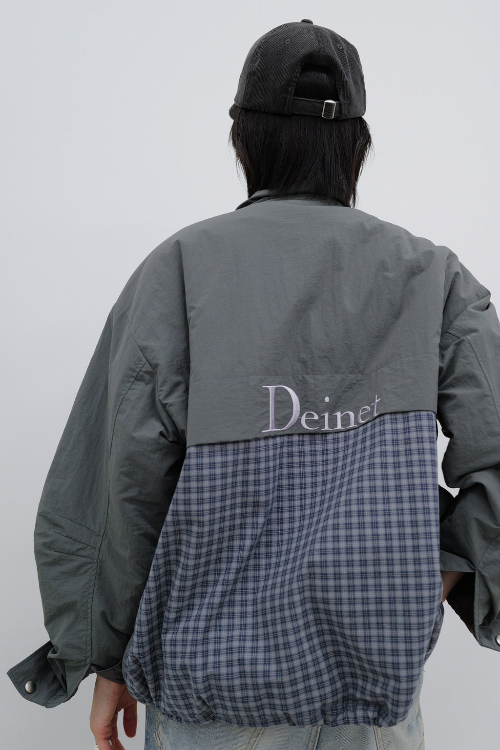 Deinet - Deinet Check Contrast Bomber Jacket (Charcoal) product image 12 | TRAB K-Fashion Australia