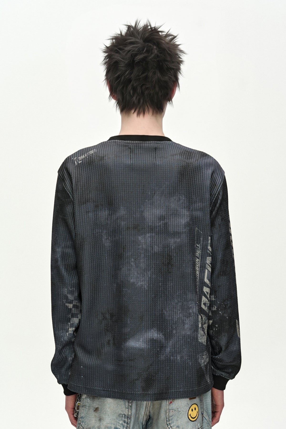 Andersson Bell - Racing Printed Waffle Long Sleeve T-Shirt (Black) product image 4 | TRAB K-Fashion Australia