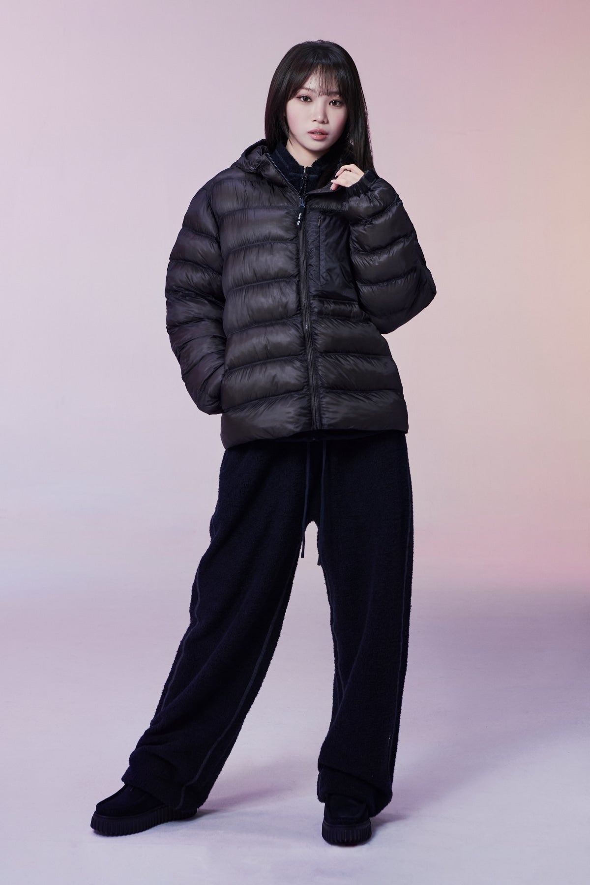 Matin Kim - Boucle Texture Knit Pants (Dark Navy) product image 1 | TRAB K-Fashion Australia