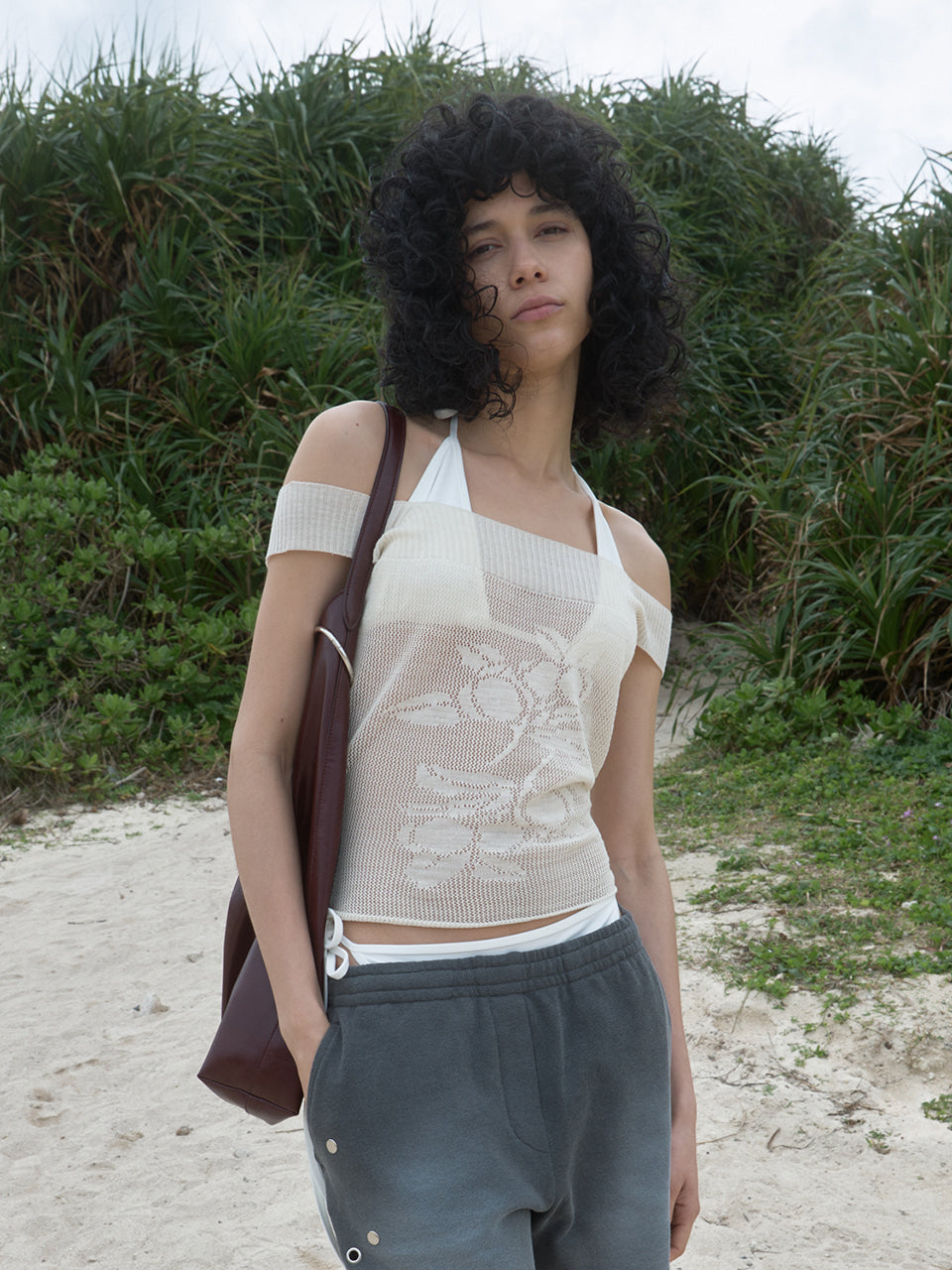 Kijun - Plum Sheer Knit Top (Ivory) product image 2 | TRAB K-Fashion Australia