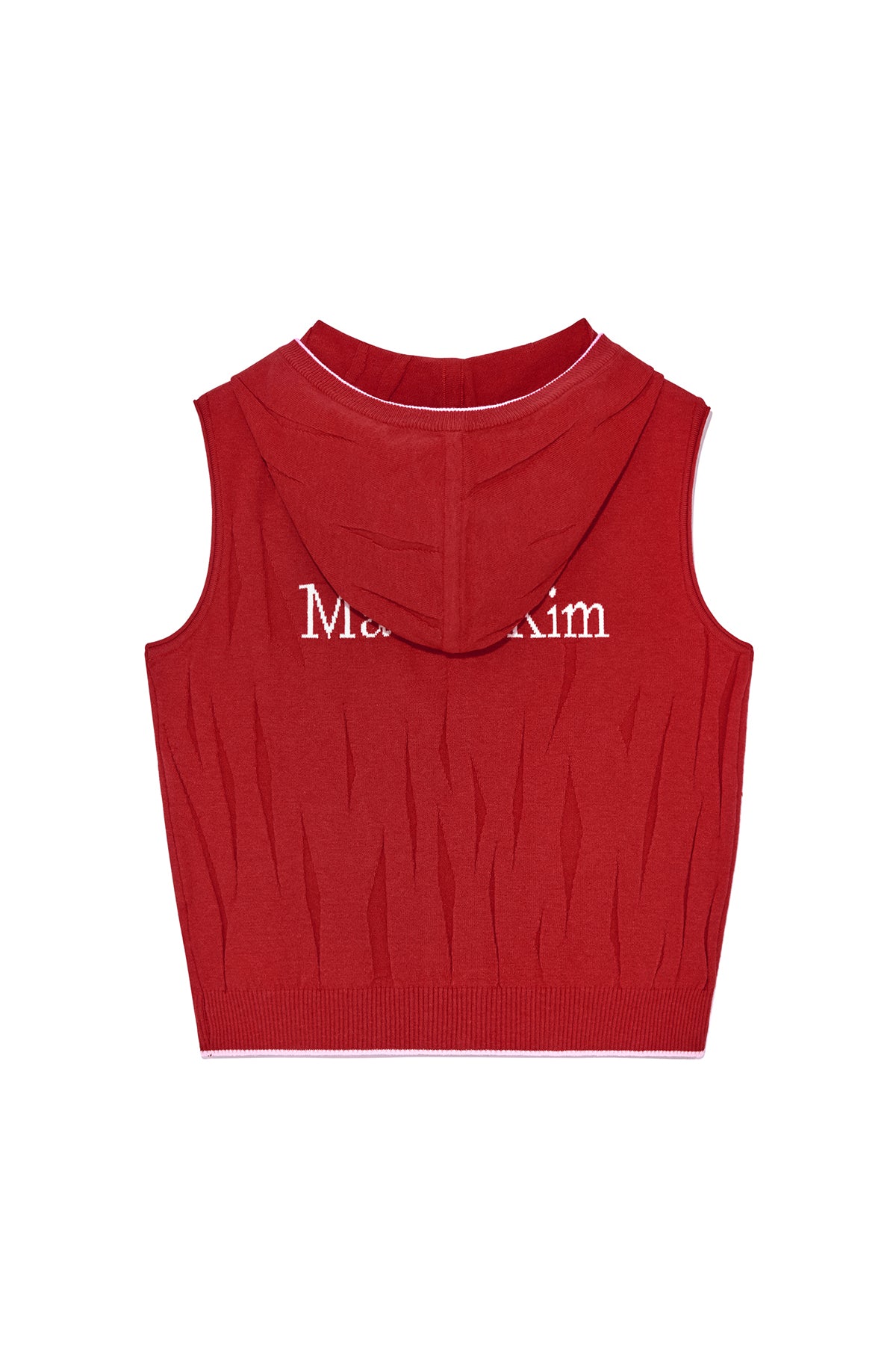 Matin Kim - Wrinkle Hoody Button Knit Vest (Red) product image 2 | TRAB K-Fashion Australia