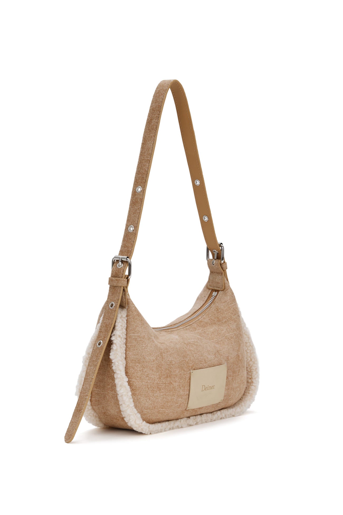 Deinet - Faux Suede Fur Mini Shoulder Bag (Beige) product image 2 | TRAB K-Fashion Australia