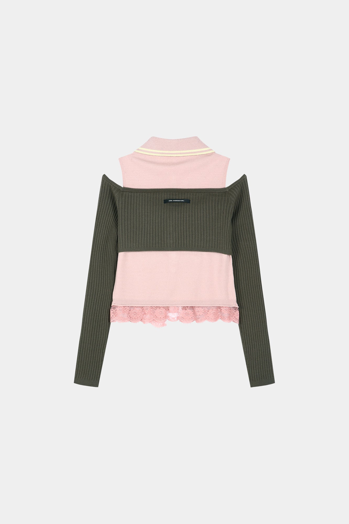 Andersson Bell - Layered Off-Shoulder Collar Top (Khaki/Pink) product image 9 | TRAB K-Fashion Australia